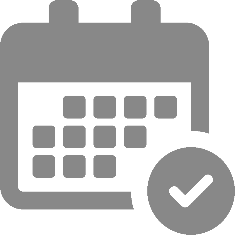 Afbeelding van een kalender met een controle vinkje ernaast, symbool voor een bevestigde planning of afspraak.