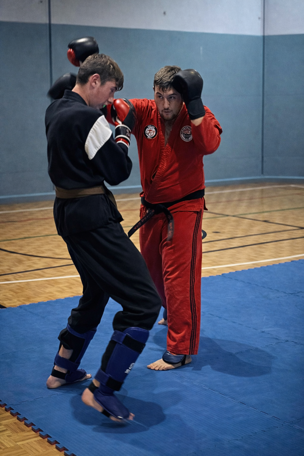 Martial arts sparring session at Rising Sun Martial Arts
