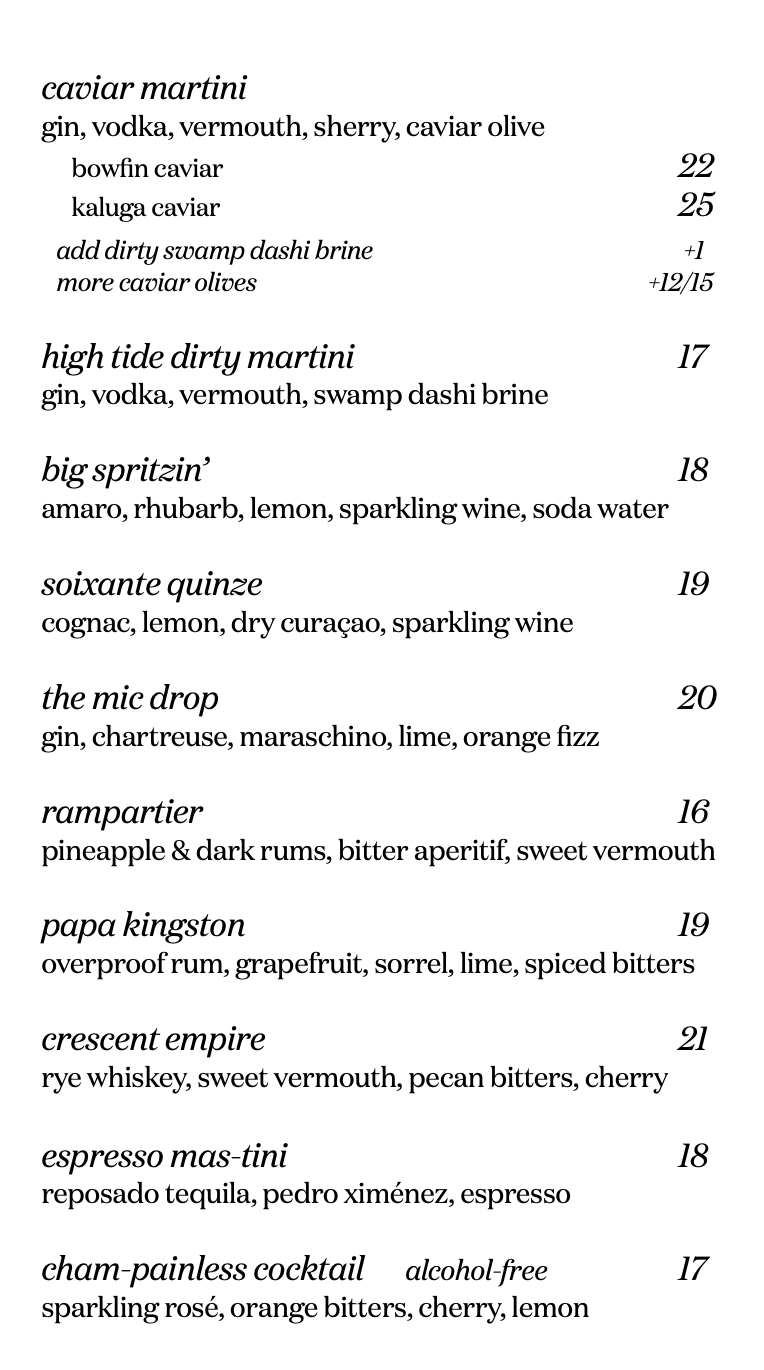 cocktail menu