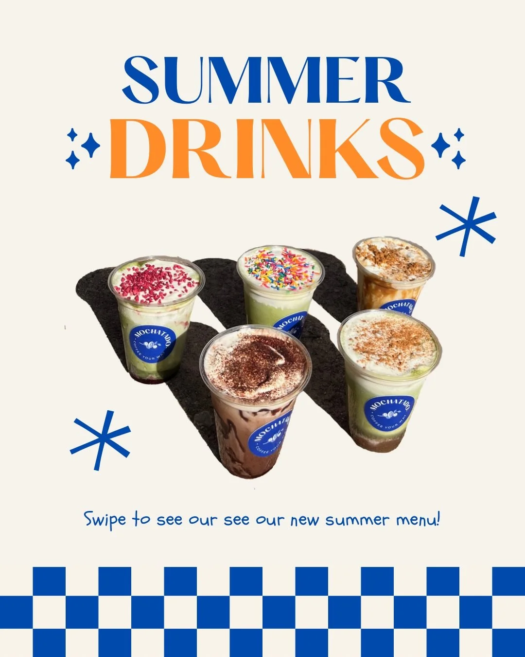 Come and try our new summer menu at the Mochatado ⭐️☀️

Find our next event near you on our instagram page

#coffee #matcha #summersip #coffeelover #matchalove