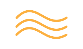 Icon of three orange wavy lines, representing a calm wave.