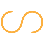 Icon of two partial circles connecting, representing collaboration.
