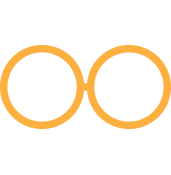 Icon of two circles connected by a through line, representing initial contact.