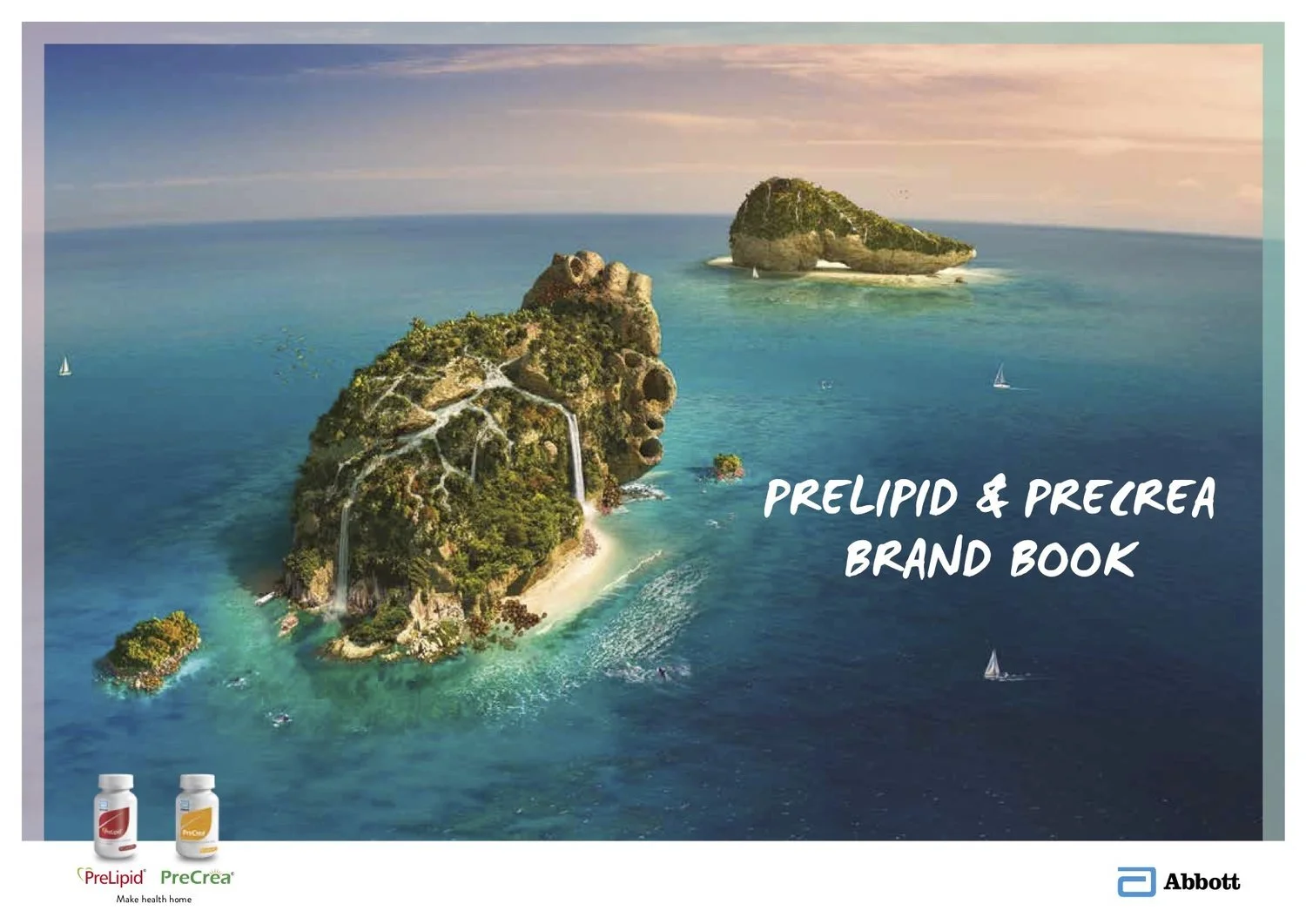 3D rendered island resembling a human heart, symbolizing cardiovascular health in a pharmaceutical campaign for Abbott’s Prelipid and PreCrea.