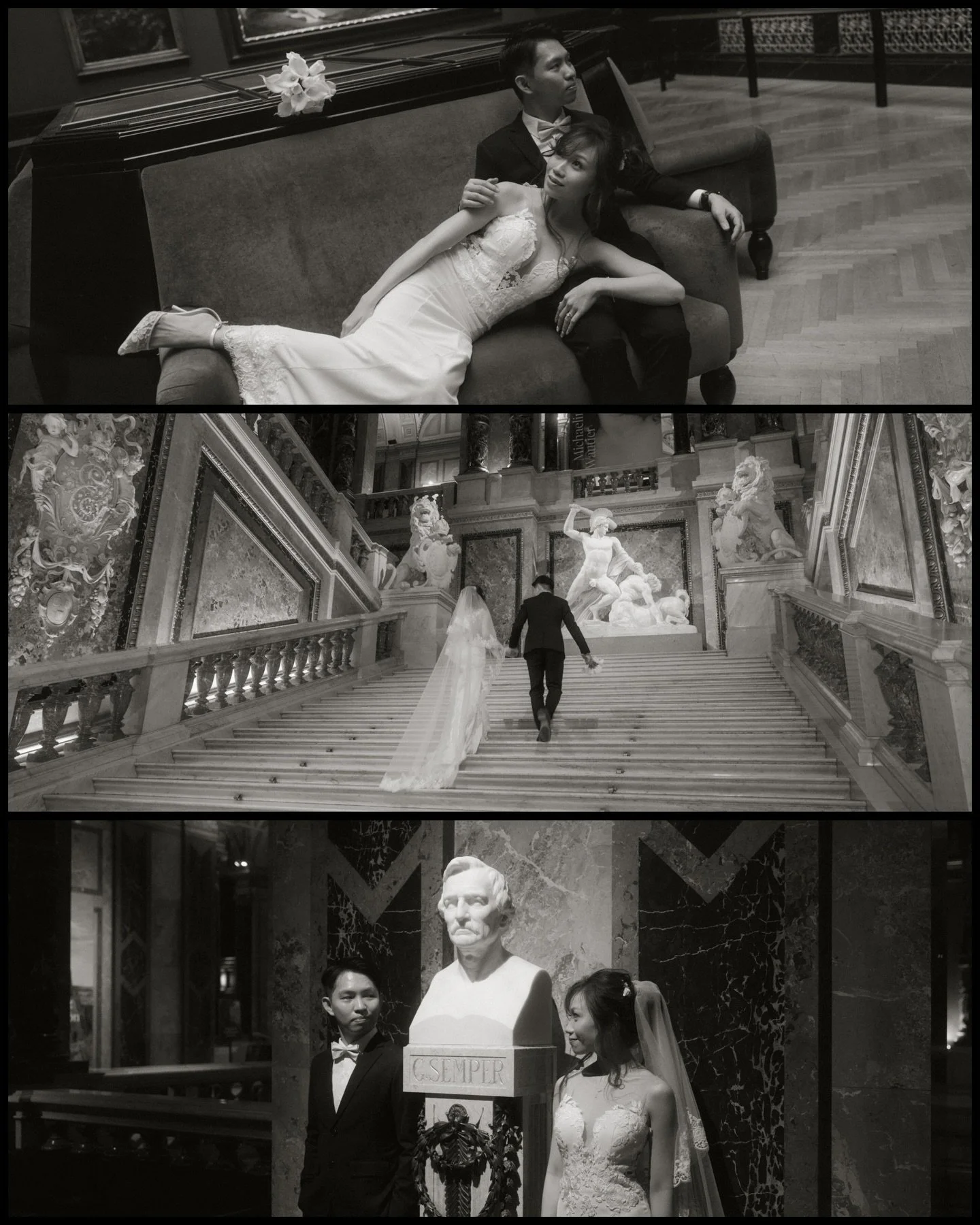 Stolen moments between masterpieces. A pre-wedding session at @kunsthistorischesmuseumvienna 🌃✨