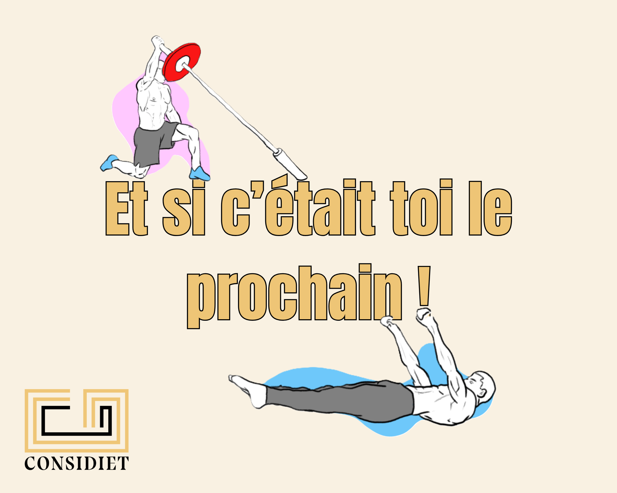 Illustration de coaching sportif CONSIDIET invitant à rejoindre le programme d'accompagnement personnalisé pour obtenir des résultats physiques.