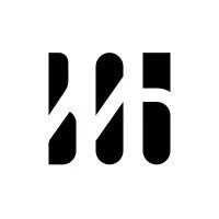 Black and white logo with stylized characters or symbols.