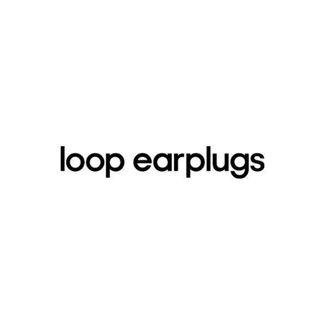 Text in black font on a white background that reads 'loop earplugs'.