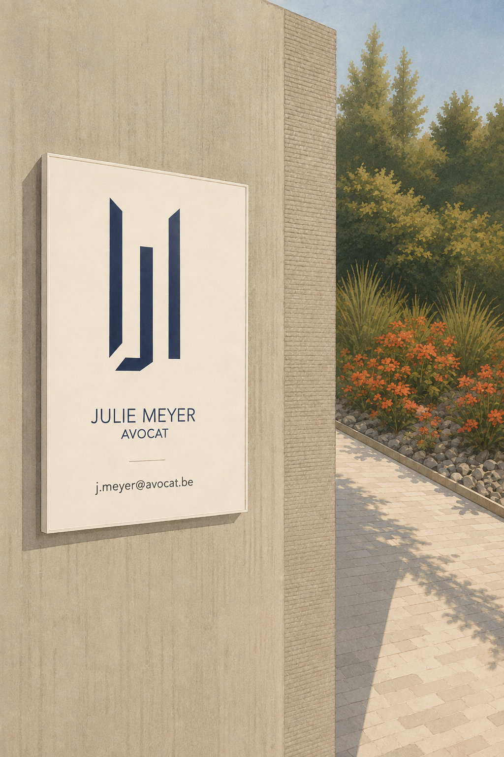 Enseigne du cabinet d'avocat de Julie Meyer à Louveigné (Sprimont)