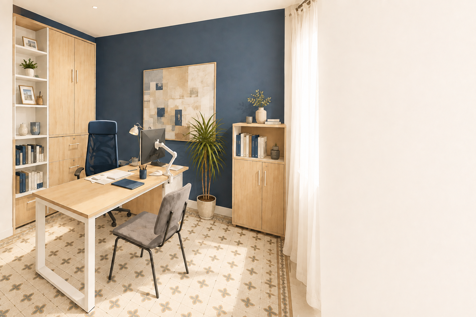 Le bureau de Julie Meyer, avocate, dans son cabinet de Louveigné (Sprimont)