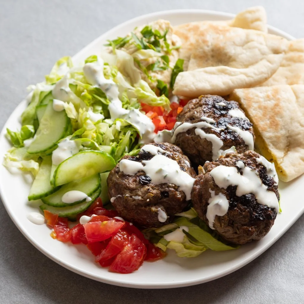 Spiced Beef Kofta Kebabs with Garlic Pitas