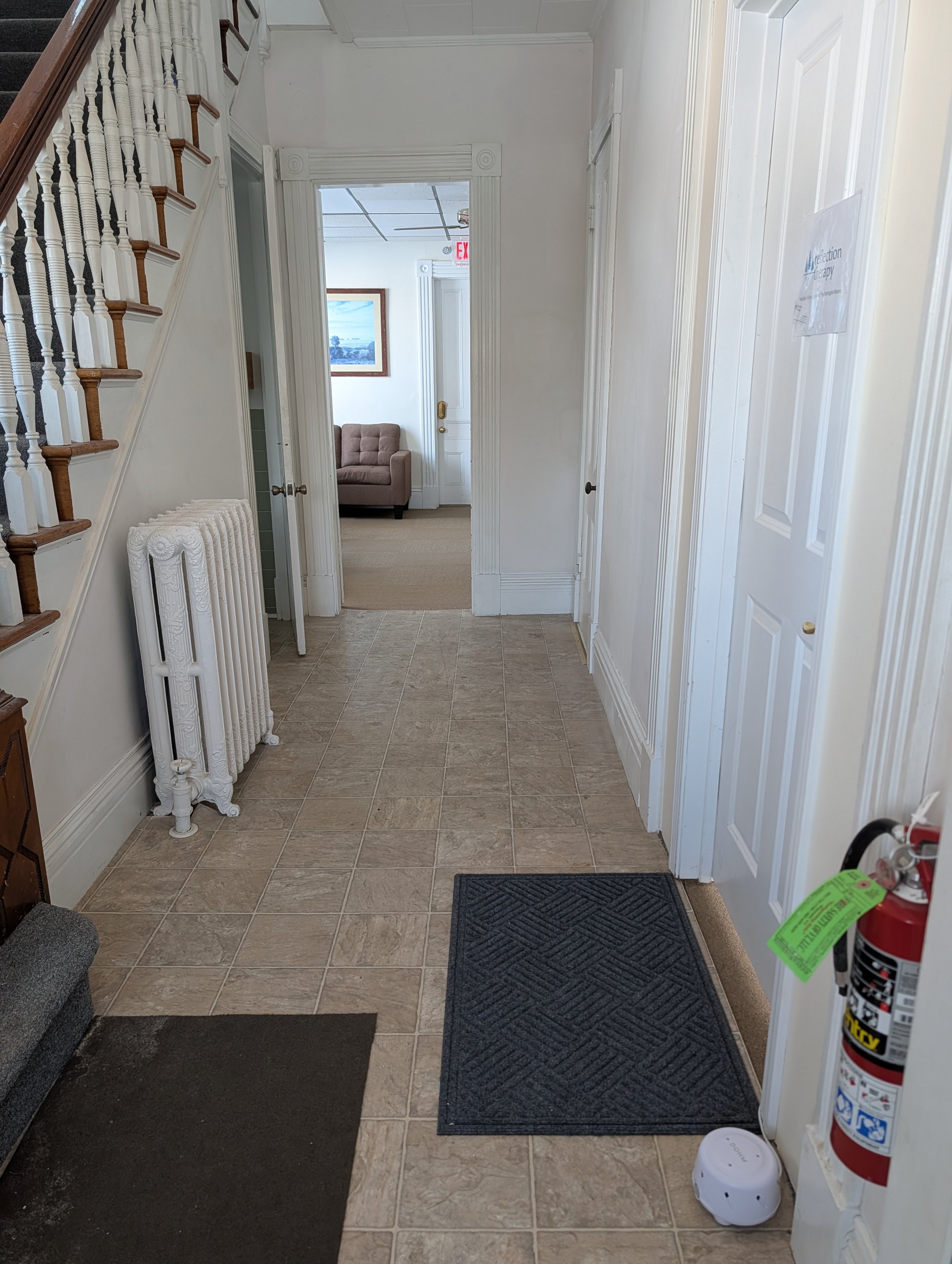 From the front door, you will pass my office, and go to the waiting room