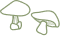 Two stylized mushrooms.