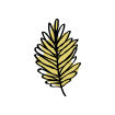 Golden-colored leaf with detailed veins on a black background.