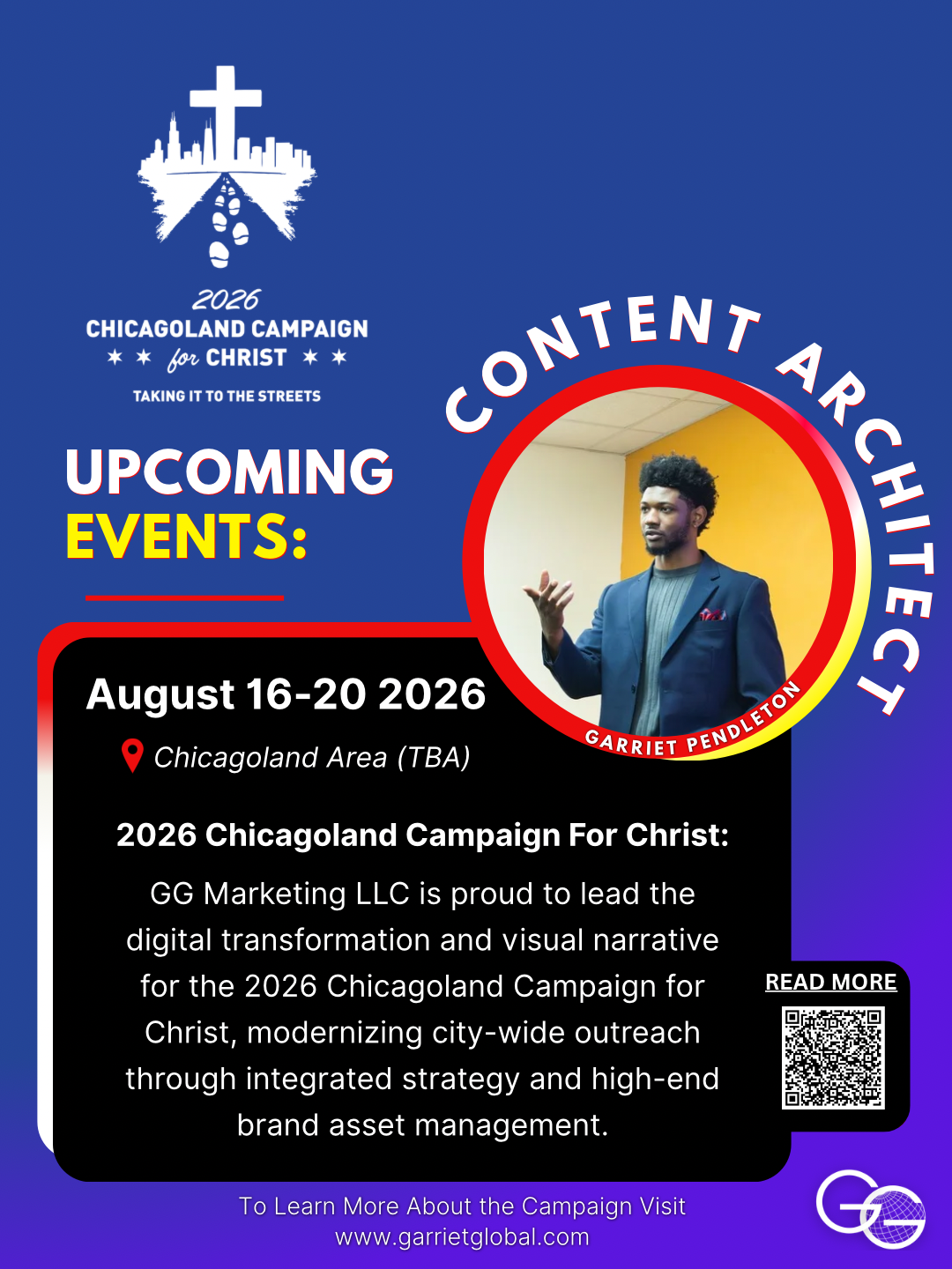 CC4C2026 Garriet Pendleton Brand Architect Announcement Graphic with QR code to current article.
