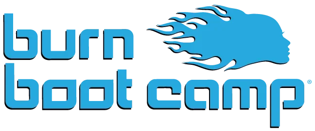 Logo for 'Burn Boot Camp' with stylized blue flames above the text