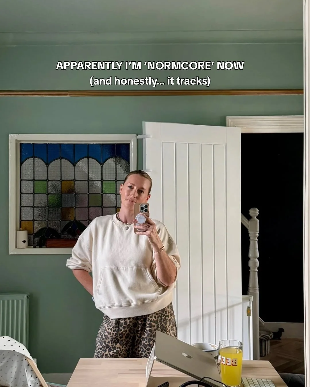 I learnt this week that my entire vibe has a name: Normcore.

Which, translated into real life, basically means
&ldquo;she&rsquo;s running a business, she&rsquo;s tired, and she&rsquo;s not pretending otherwise.&rdquo;

Fair enough.

I always knew No