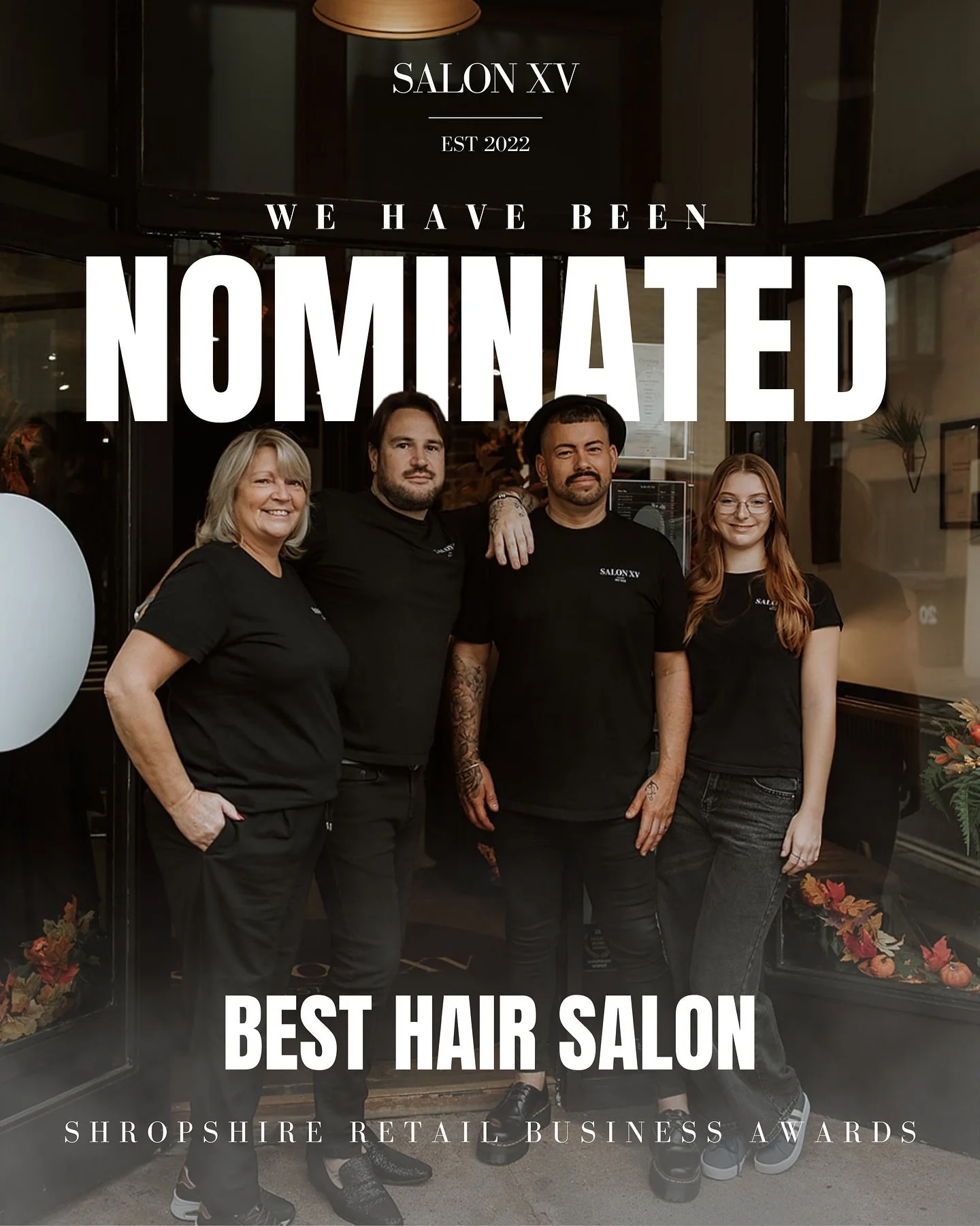 We&rsquo;re delighted to have been nominated for the &lsquo;Best Hair Salon&rsquo; category in the Shropshire Retail Business Awards! 

You&rsquo;ll be able to vote for us soon! Keep an eye on our socials for updates. 

Thank you, as always, for your