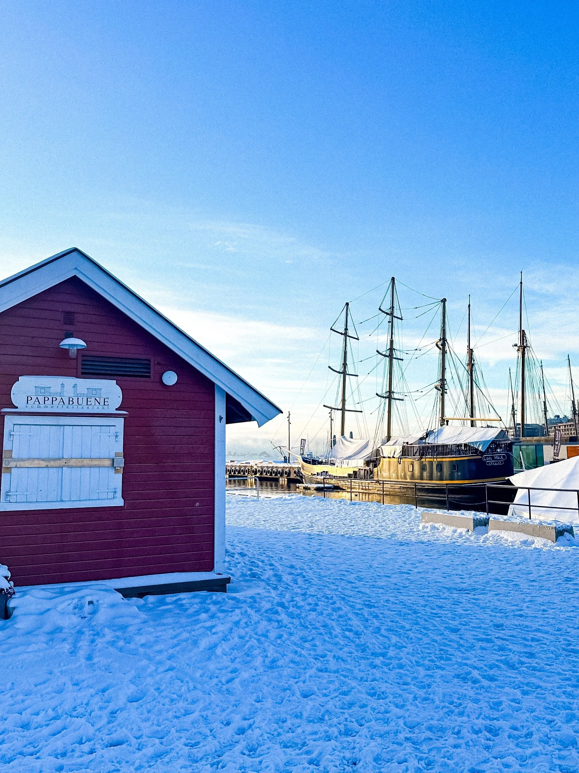 wander-senses-norway-oslo-akker-brygge-harbor-covered-with-snow-red-house-and-wooden-boat.jpg