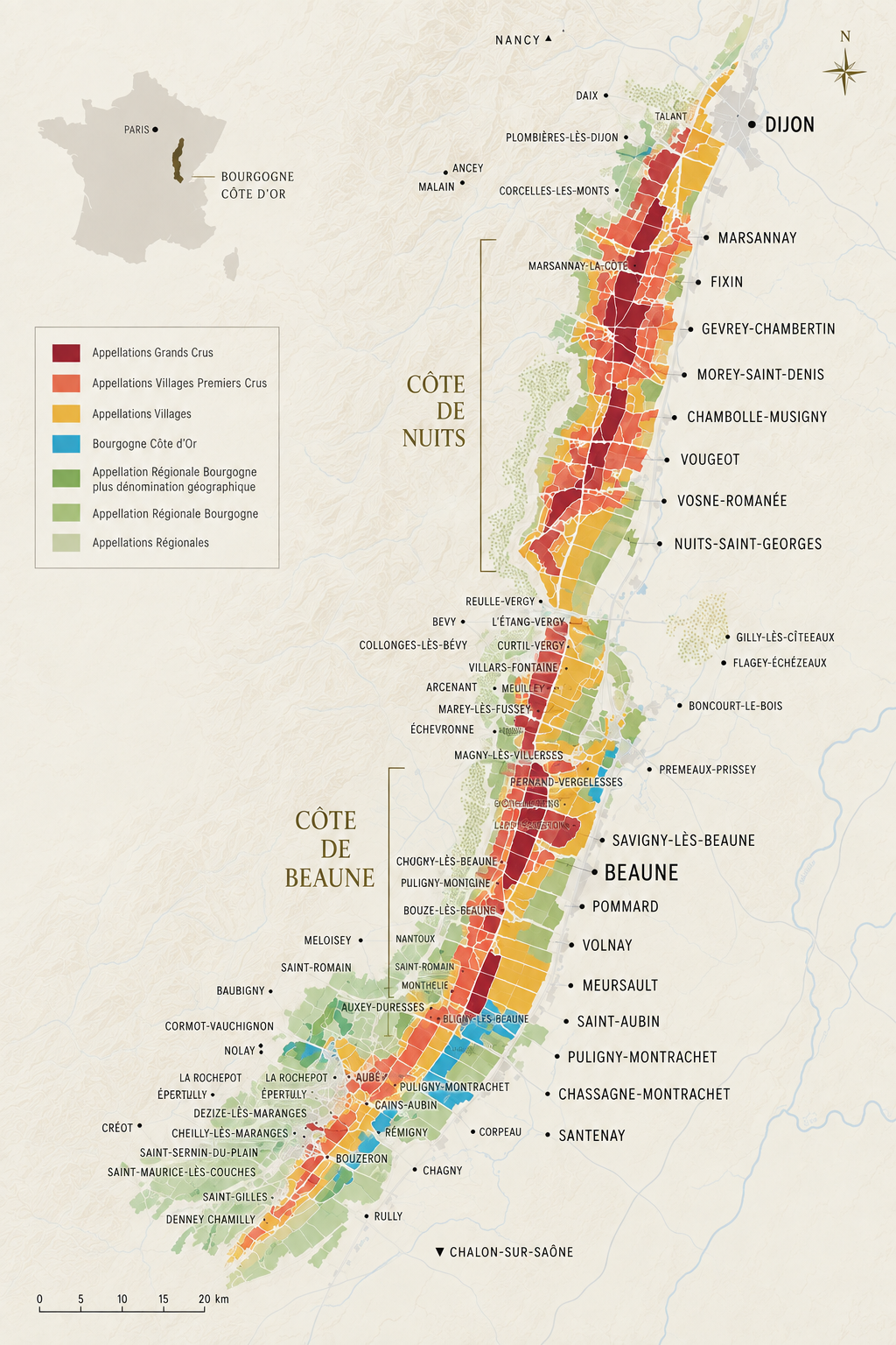 Map of Burgundy climats