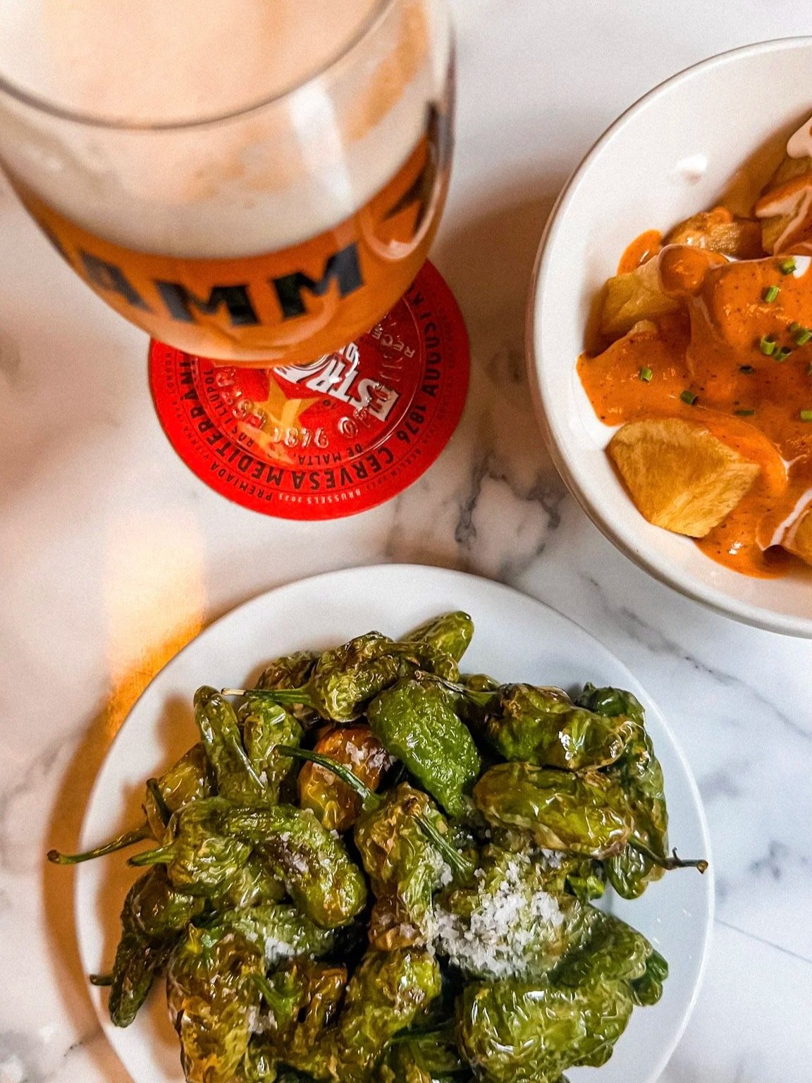 tapas  and a beer in La Bodegueta Provenca Eixample distric in Barcelona