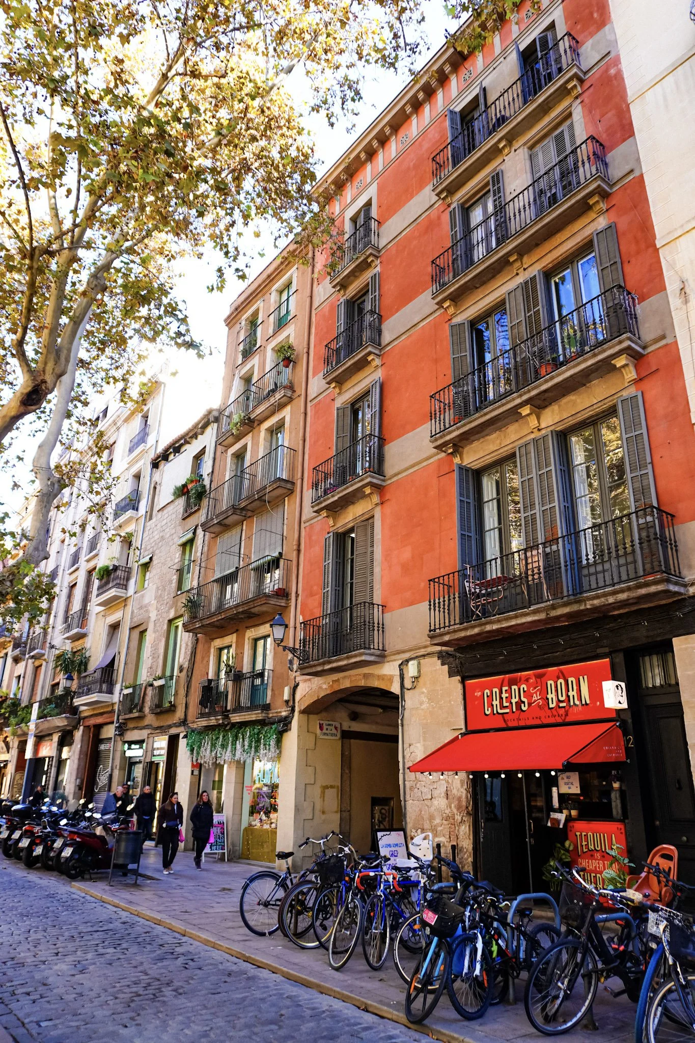 colorful façades of El Born in Barcelona