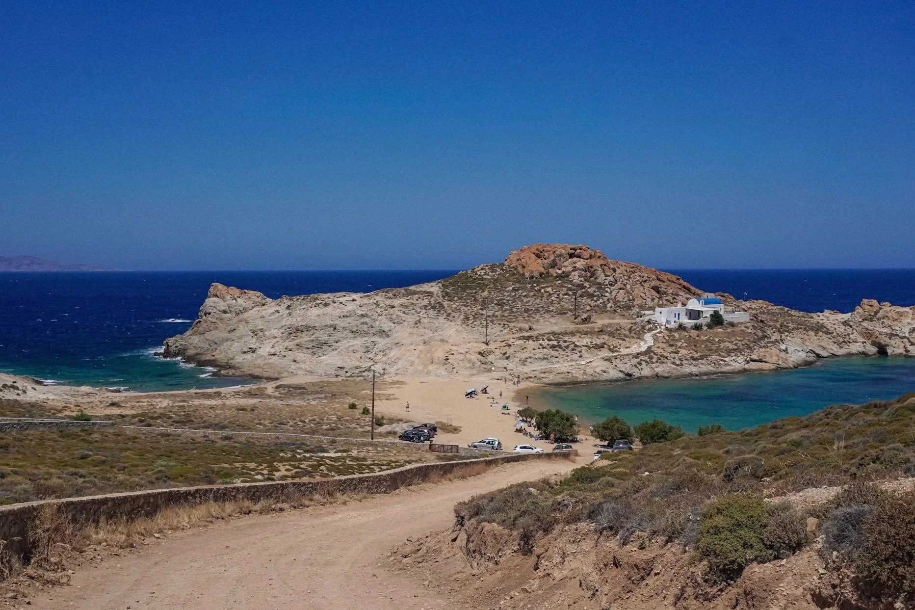 View from the two beaches in Agios Sostis Serifos
