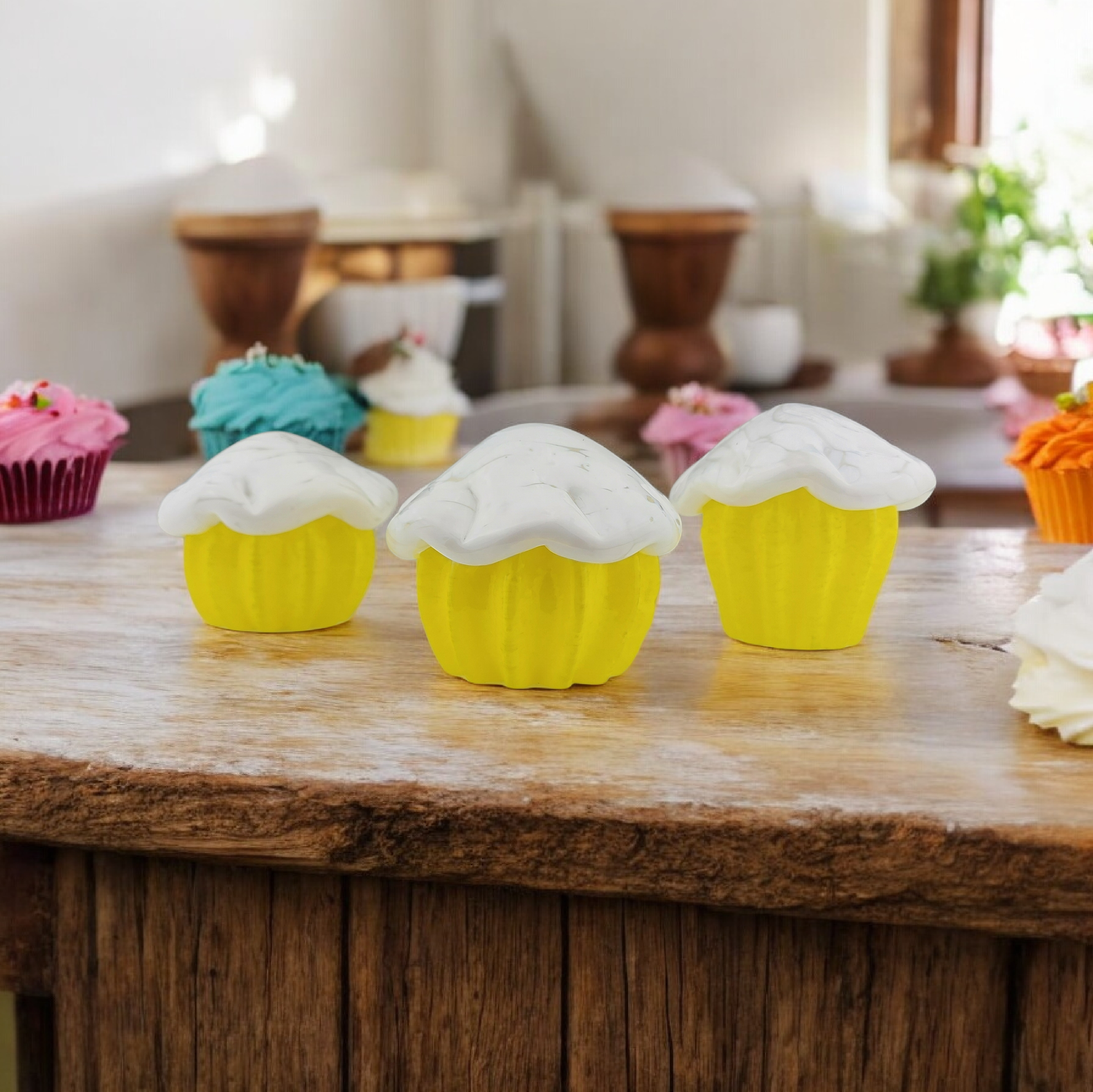 Cupcake with White top Yellow base