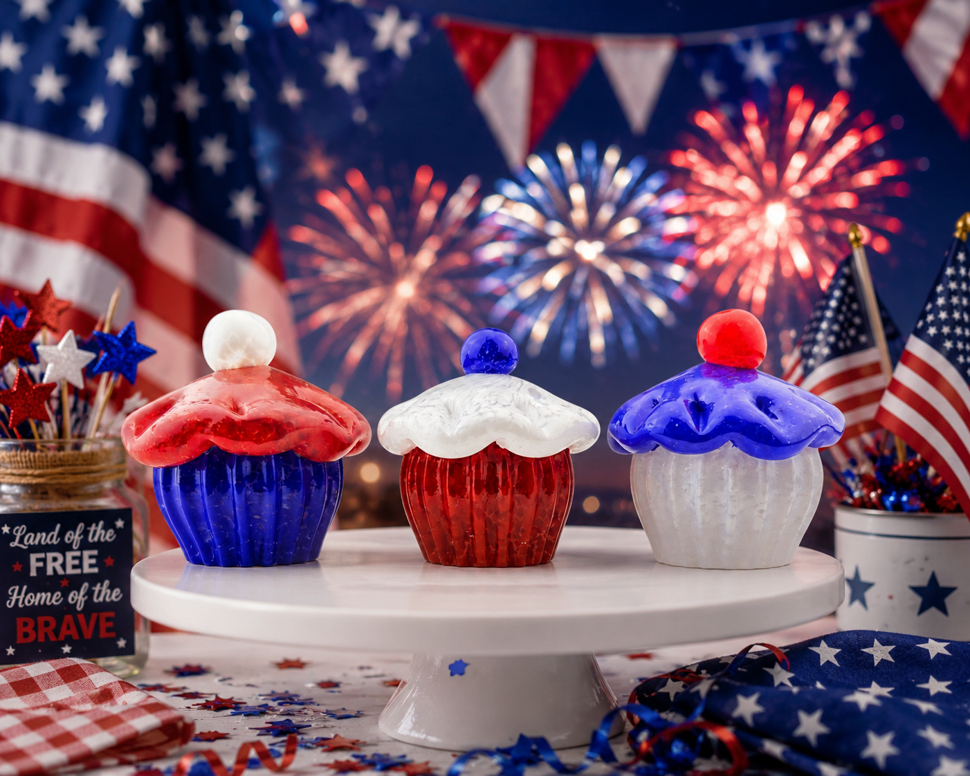 Sold as a Set. Red White and Blue Patriotic Set.