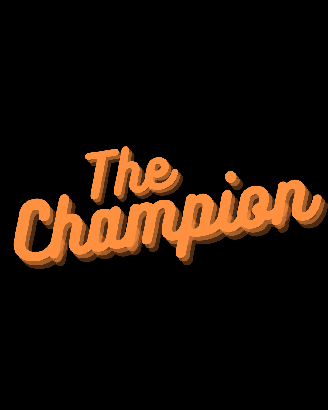 Orange text reading 'The Champion'
