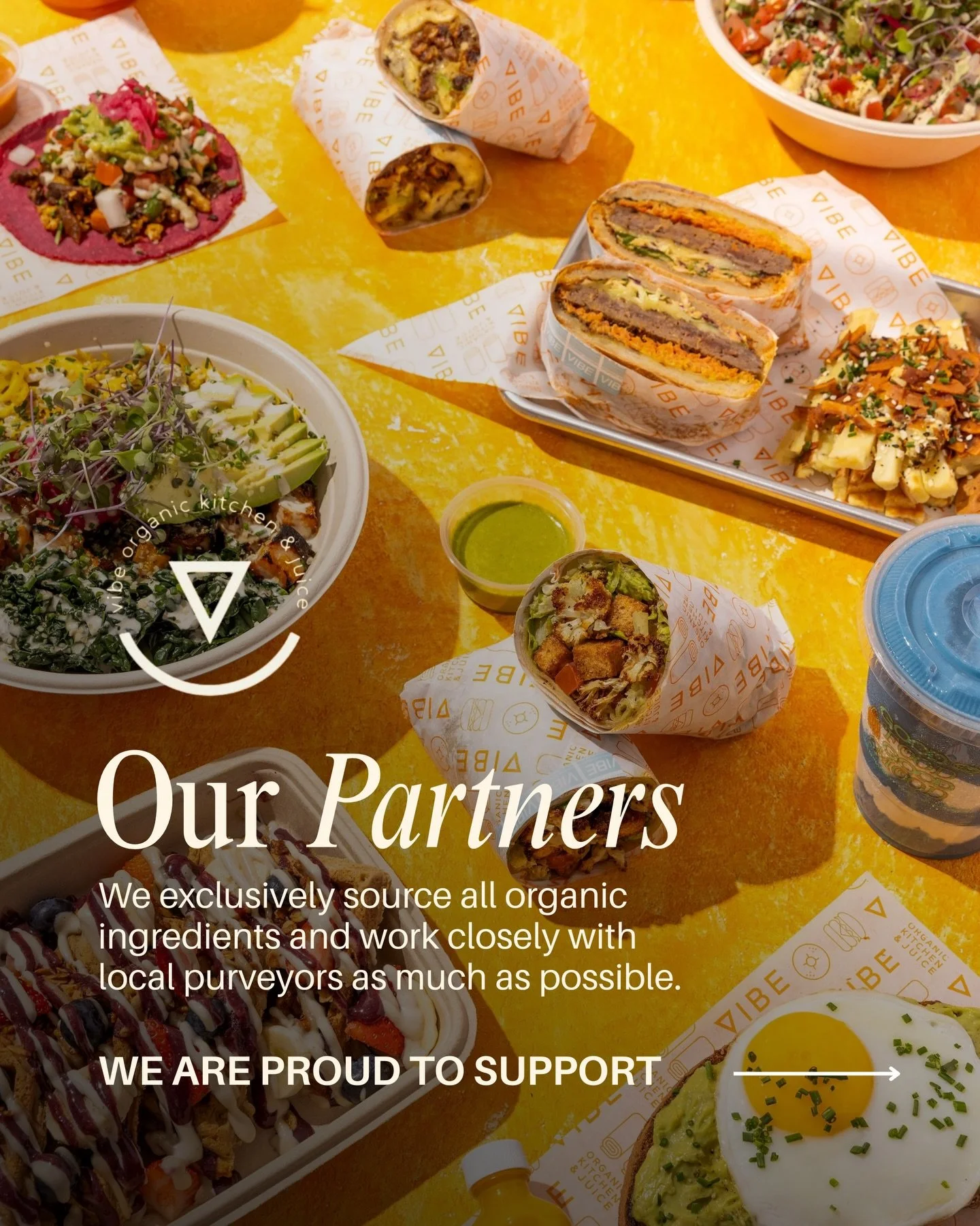 We exclusively source all organic ingredients and work closely with local purveyors as much as possible.

We are proud to support:
&bull; @trulyhappyhens (Ramona, CA) &mdash; all eggs
&bull; @mauinuivenison (Maui, HI) &mdash; all meat
&bull; @oakgrov