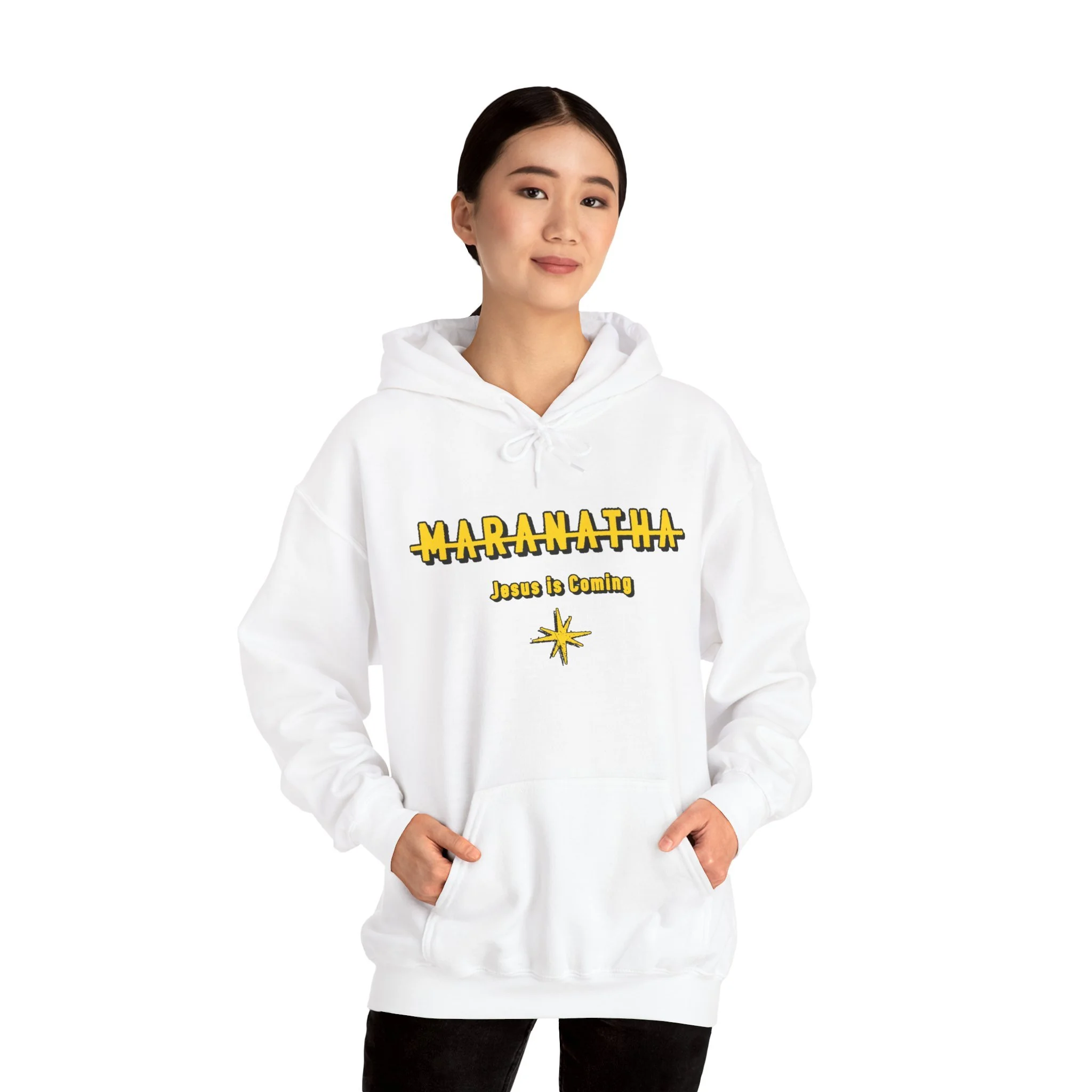 Maranatha Jesus Is Coming Hoodie — Minimal Christian Faith Pullover