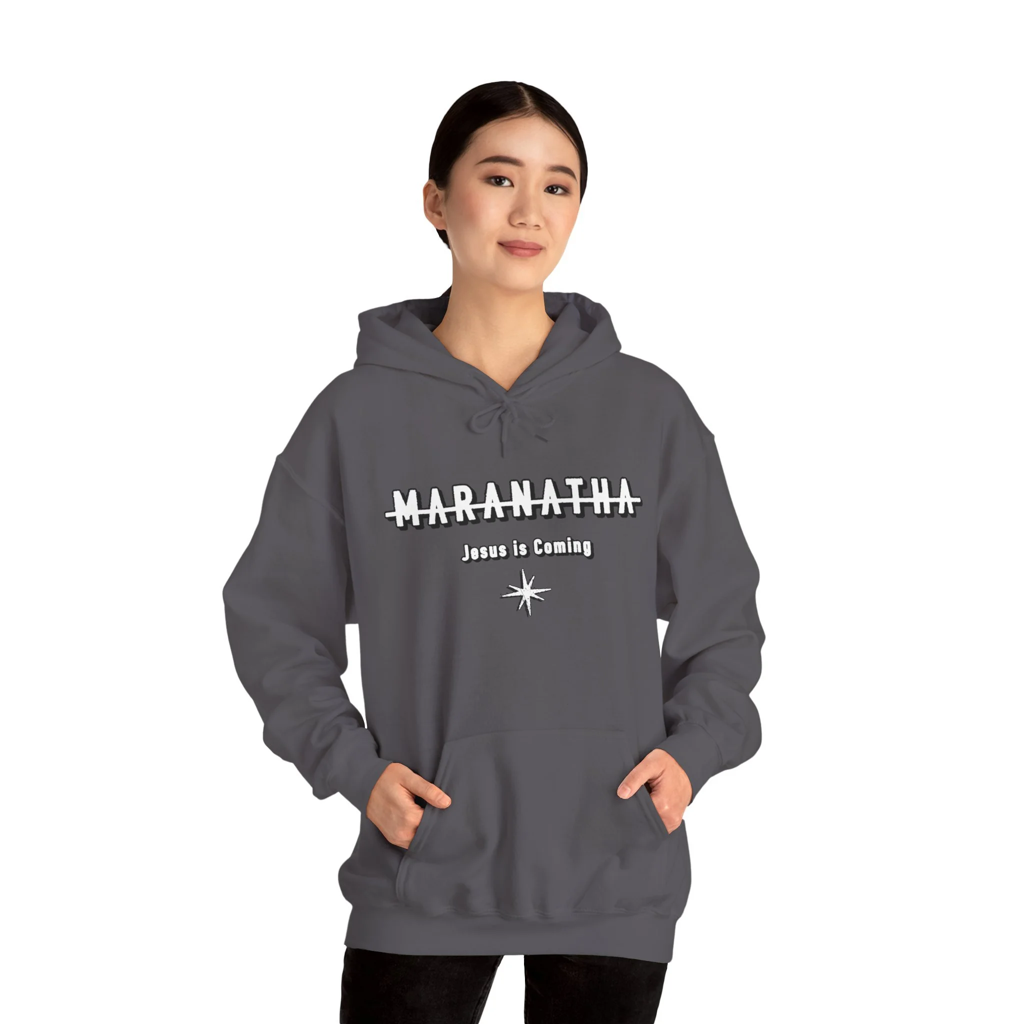 Maranatha Jesus Is Coming Hoodie — Minimal Christian Faith Pullover