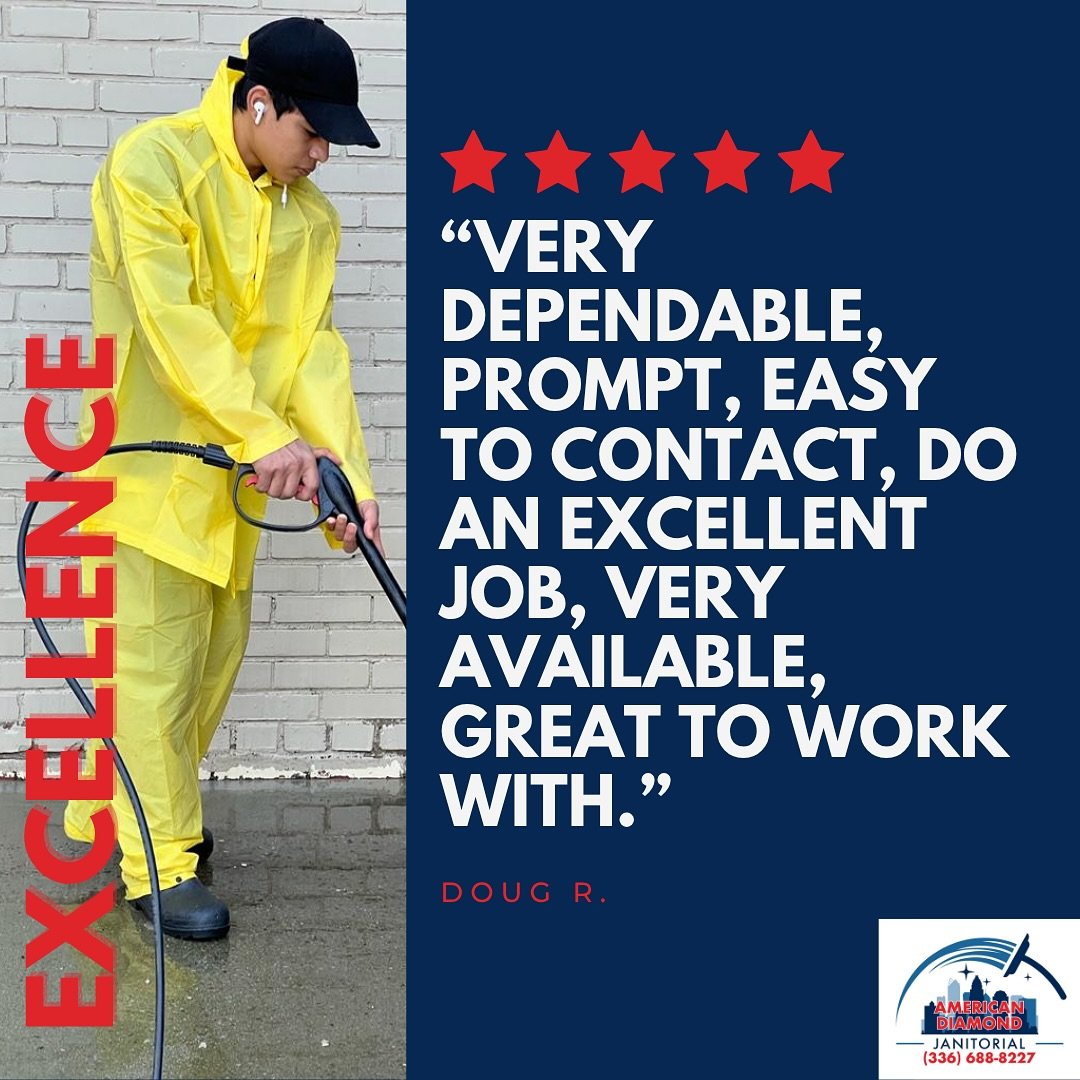 ⭐️⭐️⭐️⭐️⭐️
&ldquo;Very dependable, prompt, easy to contact&hellip;&rdquo;
We love hearing from happy clients like Doug! At American Diamond Janitorial, we take pride in delivering reliable, top-quality service &mdash; every time.
💎 Ready to experien