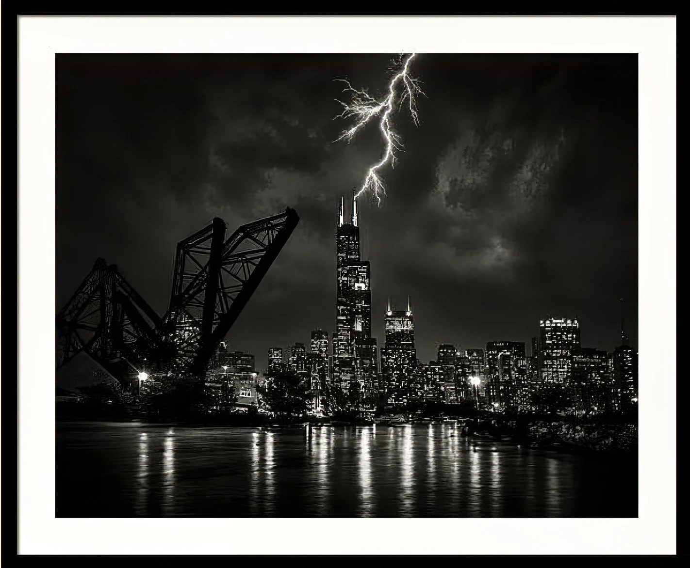 Willis tower during lightning storm