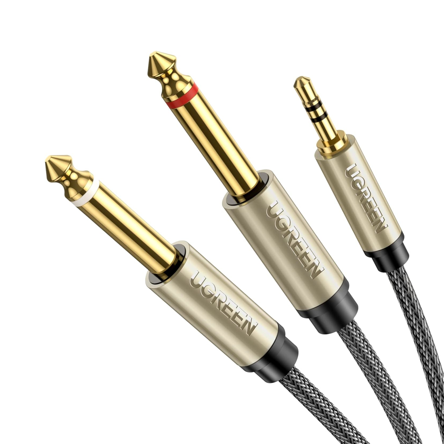 UGREEN 1/8 to 1/4 Stereo Cable 3.5mm TRS to Dual 6.35mm 1/4 TS Audio Cord Adapter 6.6FT