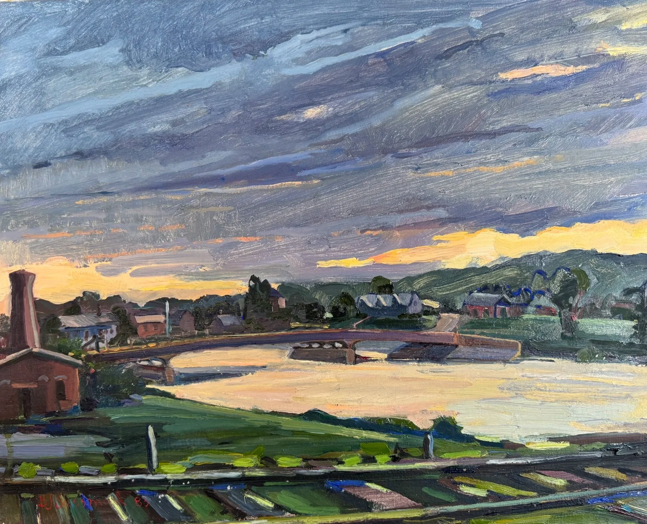 Town By Rails Madison, Maine 20" x 24" oil on linen by Barbara J. Sussman