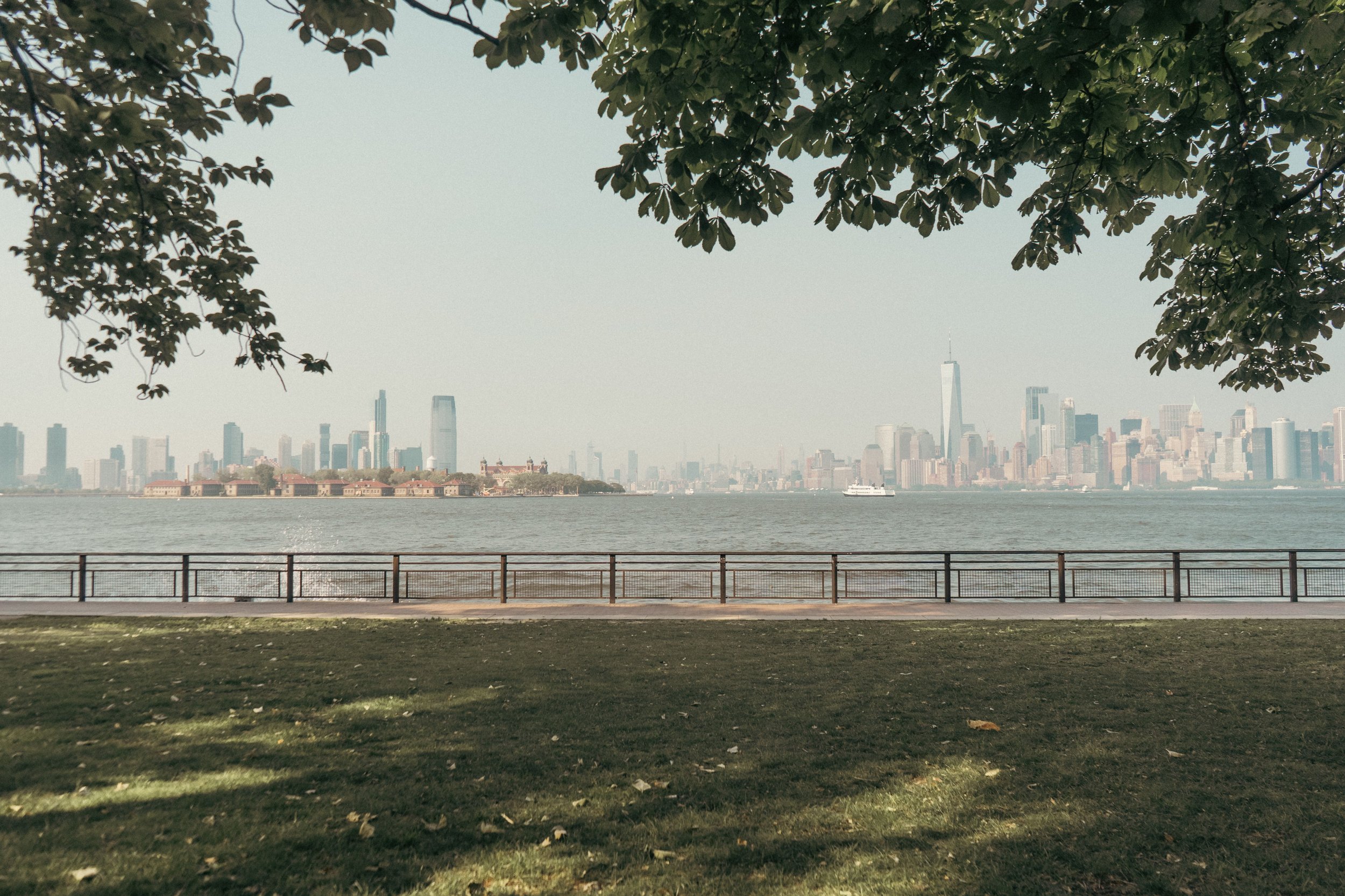 view of manhattan from hoboken jersey city park