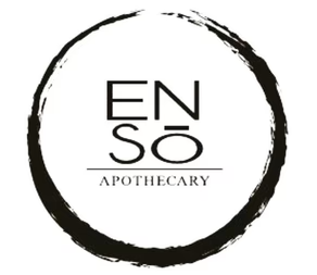 Logo of EN SŌ Apothecary featuring a black circular brushstroke with the text 'EN SŌ' and 'APOTHECARY' inside.