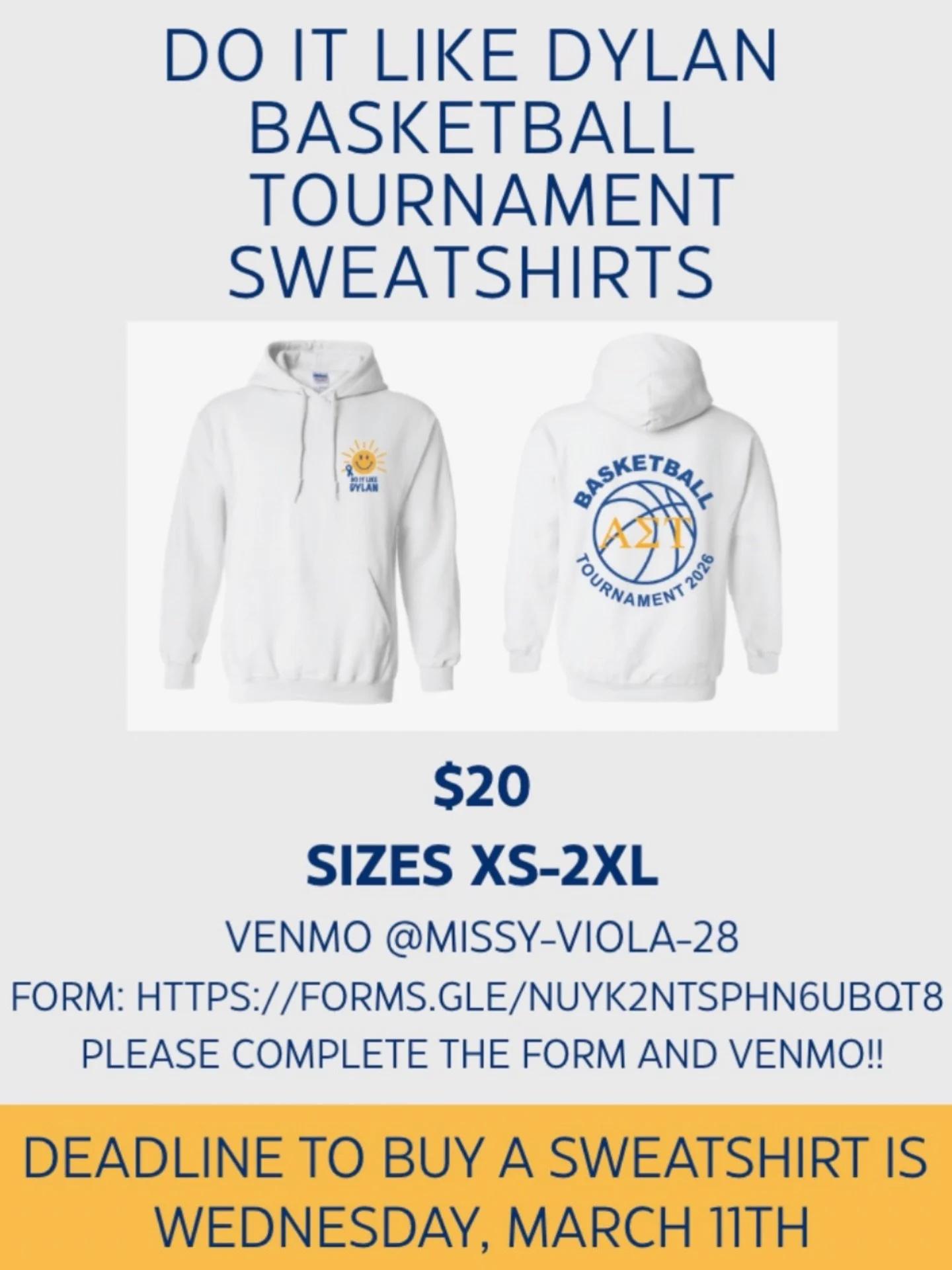 Let&rsquo;s show Rowan some love and support. 💙

Order your Do It Like Dylan sweatshirt by Wednesday, March 11 so you can wear it proudly at the basketball tournament on 3/27. Every sweatshirt helps spread awareness and keeps Dylan&rsquo;s mission g