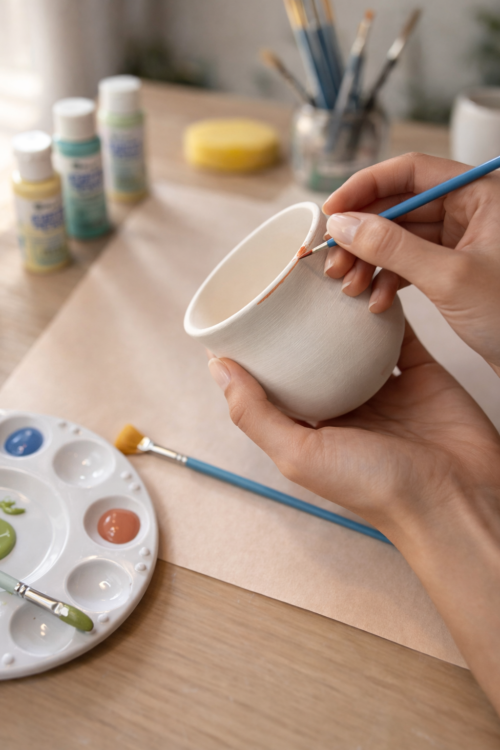 bisque ware being painted