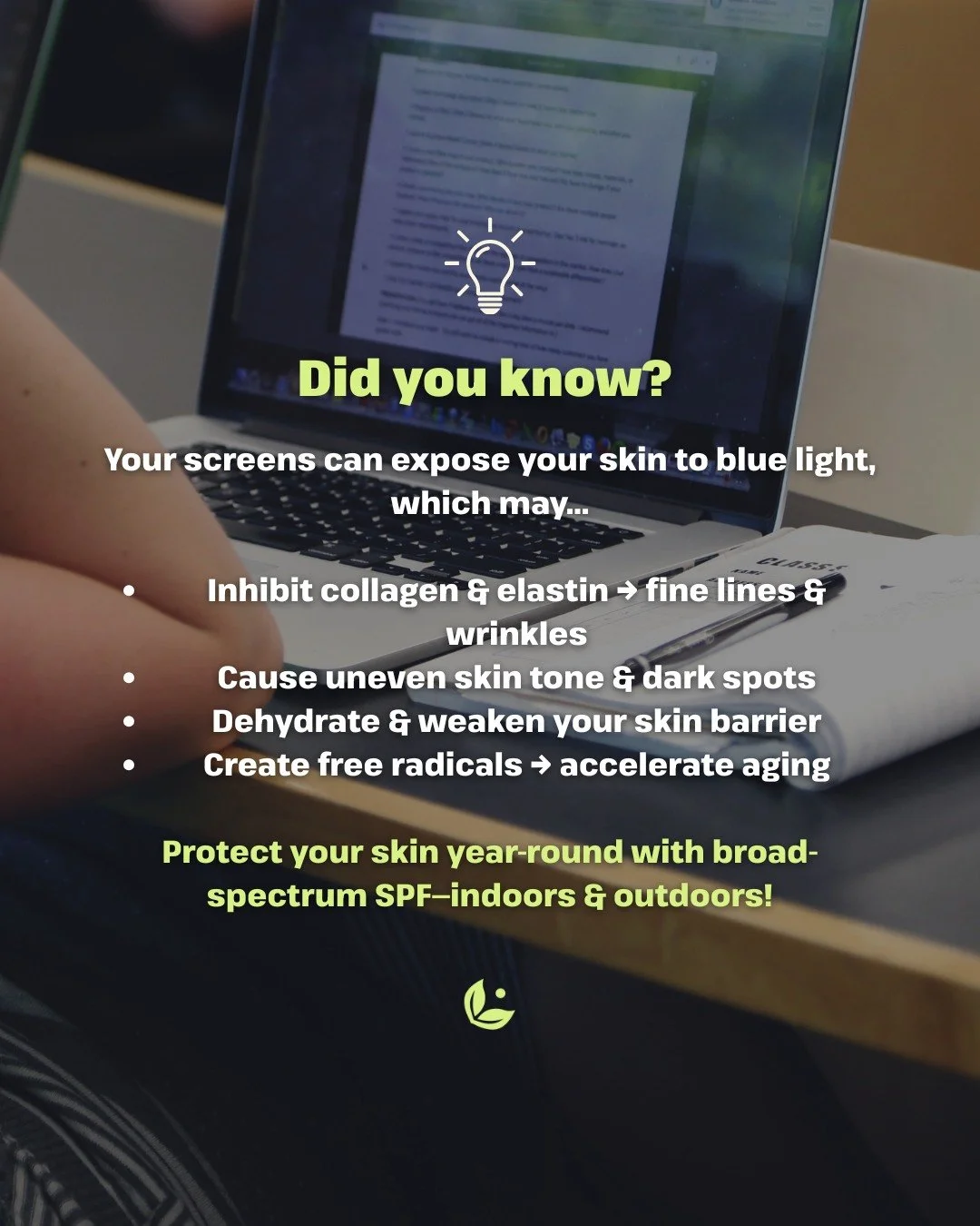 SPF Saturday!

💻 Your screens aren&rsquo;t just for work or scrolling&mdash;they can also impact your skin! Blue light from computers, tablets, and phones can accelerate aging, cause dark spots, dehydrate, and weaken your skin barrier.

The good new