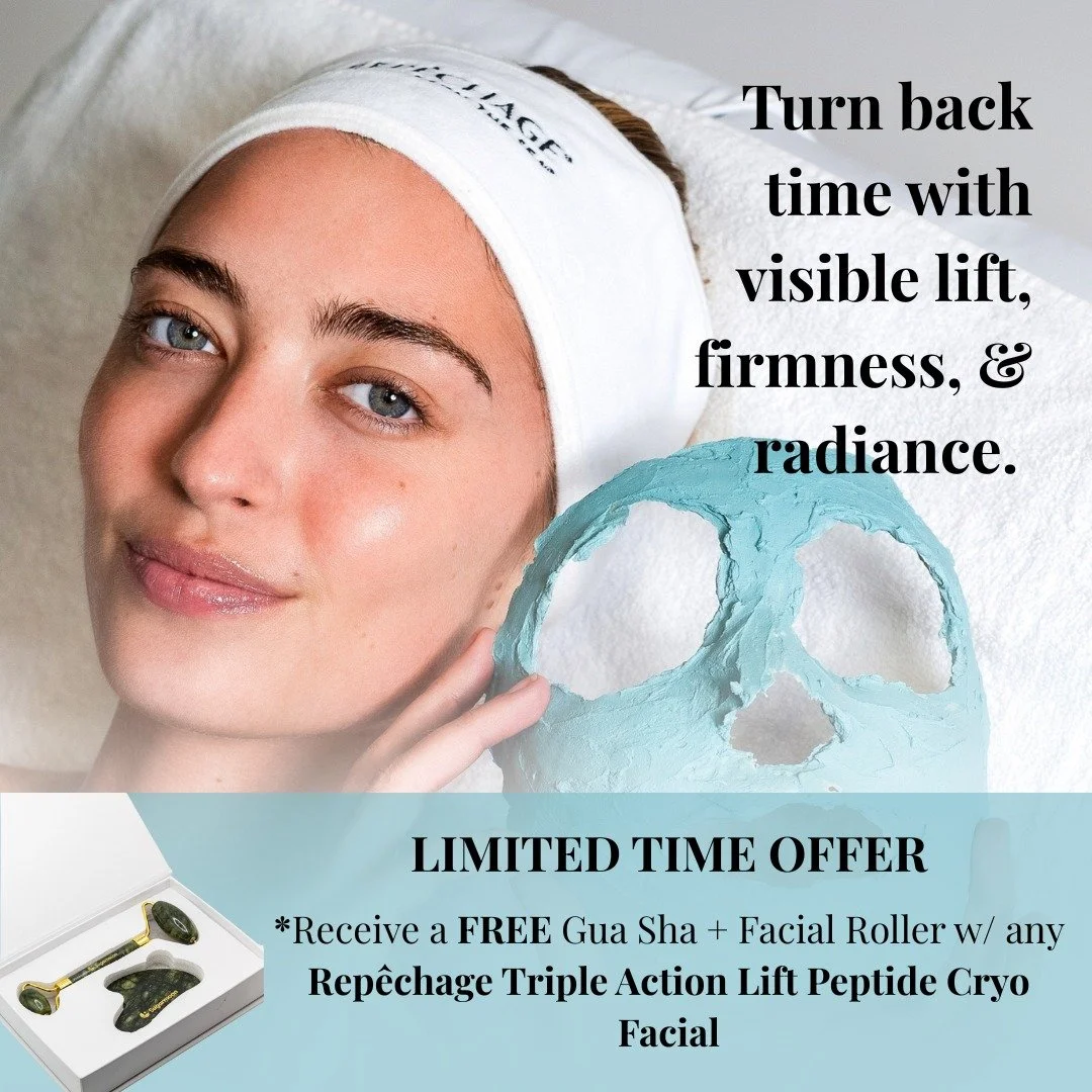 Experience the power of Cryotherapy ❄️
The new Repêchage® Triple Action Lift Peptide Cryo Facial (now available at Sugarmoon®), redefines what advanced skincare can do. Powered by clinical peptides, marine actives, and cryo-cooling tec