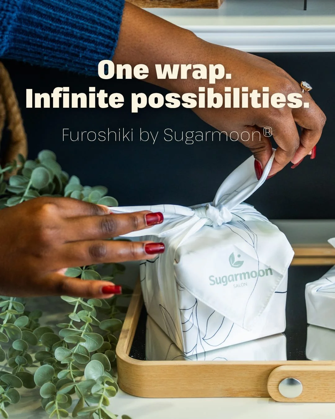The wrap that keeps on giving. ♻️

Furoshiki wraps are more than just beautiful, they&rsquo;re endlessly versatile.

Use them for gift wrapping, as a reusable gift bag, a hair scarf, a holiday bow, or even a stylish accessory.

Sustainable, reusable,