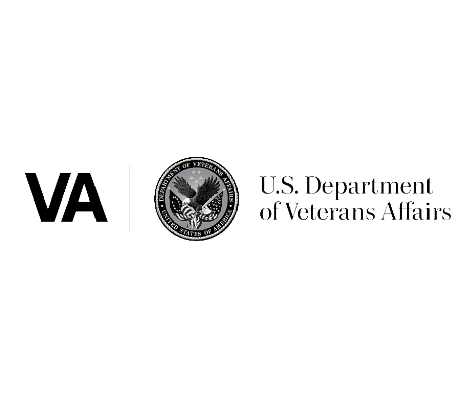 U.S. Department of Veterans Affairs logo with VA initials and eagle emblem.
