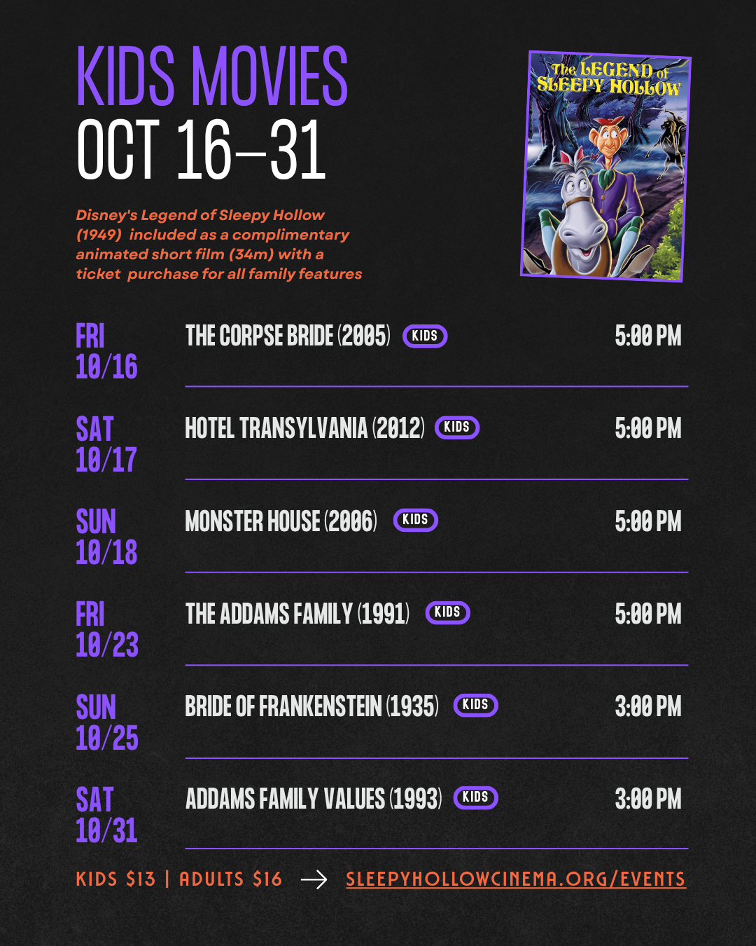 Little House of Horrors: Family Friendly Nights at Sleepy Hollow Cinema!