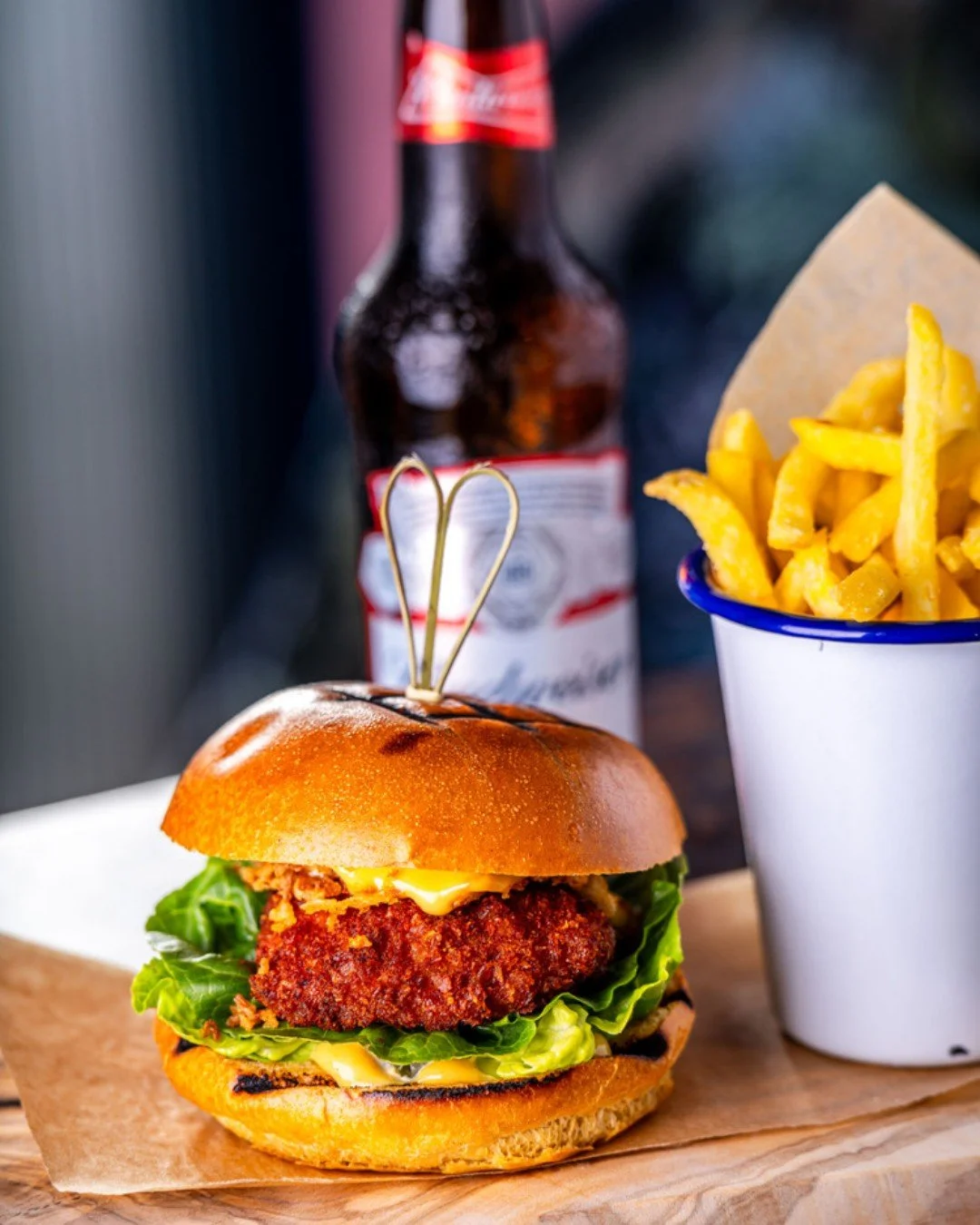 Crunch meets kick 🔥 

Enjoy our famous crispy cornflake crumb chicken, served with our signature zinger sauce and fries 🍔 

Click the link in bio to see the full menu