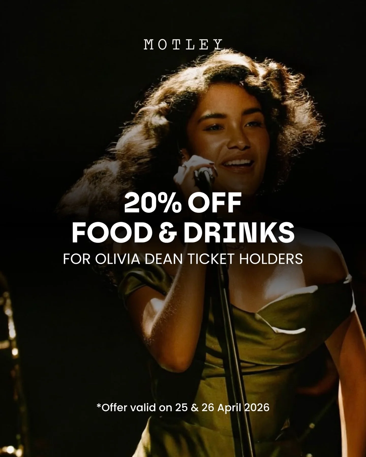 Olivia Dean is in Manchester this weekend 🎤🤍

To celebrate, ticket holders can enjoy 20% off food &amp; drinks on 25th &amp; 26th April.

We recommend booking ahead to guarantee your table via 🔗 in bio 

See you before or after the show ✨