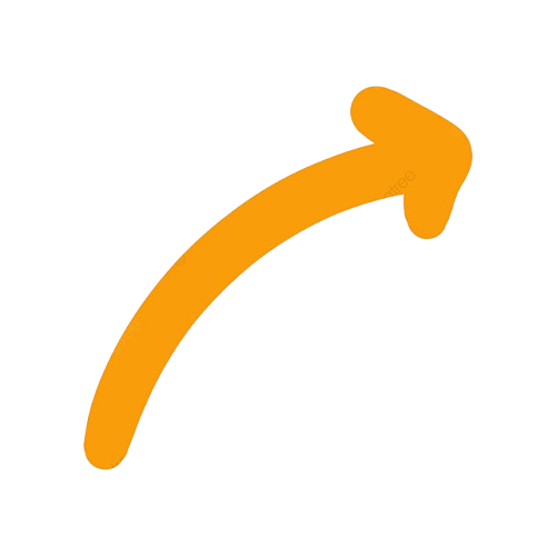 Orange arrow curved upward to the right pointing diagonally.