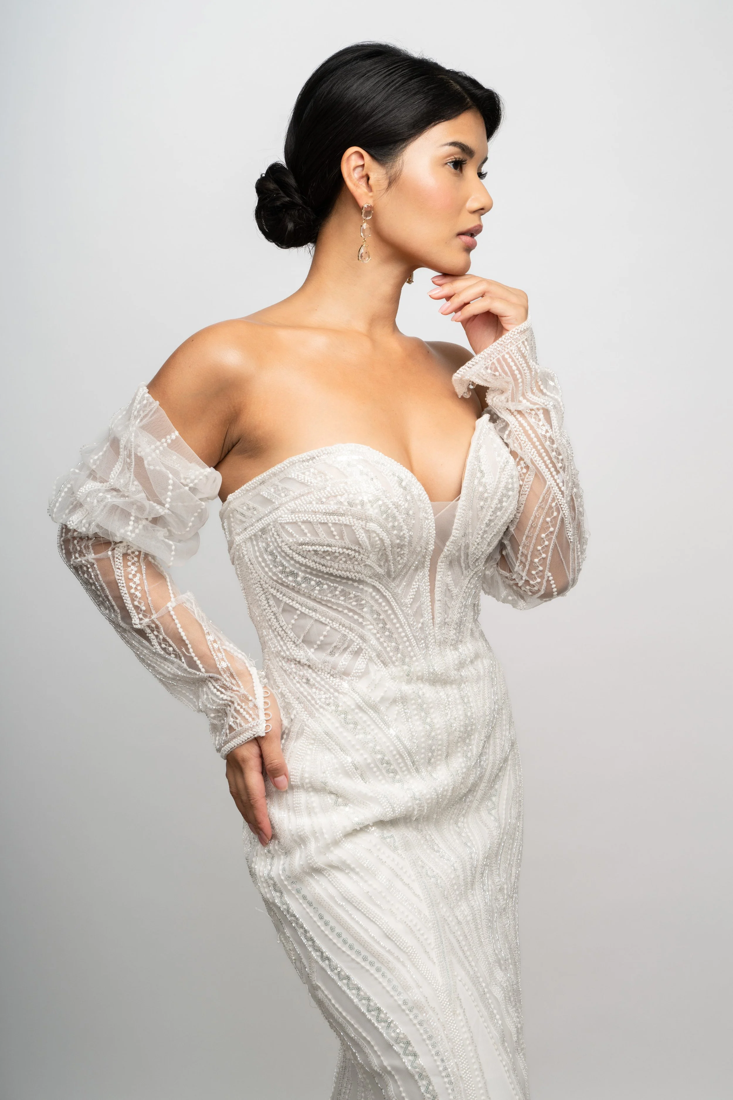 Bride wearing a sleek bun